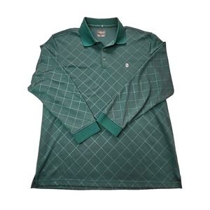 IZOD GOLF Men's XL Long Sleeve Polo Shirt Green Cool Comfort Casual Athleisure